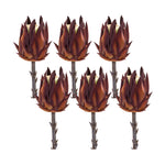 Protea Stem Set Of 6 – Orange & Brown Faux Stems – 19.75"H – Indoor Floral Decor – By Melrose