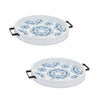 Wood Decorative Tray Set Blue and White 14.75 Inch Trays for Indoor Displays By Melrose