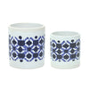 Ceramic Planter Set White and Blue 6 Inch Pots for Everyday Home Display By Melrose