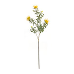 Decorative Faux Protea Stem Set Yellow and Green 34.25 Inch for Tabletop Styling By Melrose