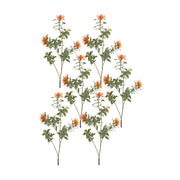 Faux Protea Spray Set Orange and Green 34.25 Inch Stems for Indoor Use By Melrose