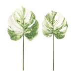 Green and White Philo Leaf Pair Set 29 Inch Faux Leaves for Home Decor By Melrose