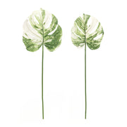 Decorative Faux Philo Leaf Set Green and White 29 Inch for Tabletop Styling By Melrose