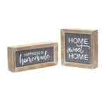 Melrose Home Sentiment Block Sign with Wood Grain Design (Set of 2)