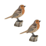 Melrose Rustic Stone Bird Figurine Perched on Stump (Set of 2)