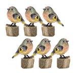 Melrose Rustic Stone Bird Figurine Perched on Stump (Set of 6)