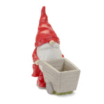 Raincoat Garden Gnome Statue with Wheelbarrow Planter 24.75