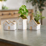 Farmhouse style house planter trio porcelain with 6.25 inch height for plant decor By Melrose
