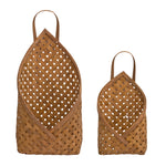 Woven Bamboo Basket Wall Pocket Set of 2 19 Inch Height for Indoor Display By Melrose