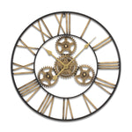 Wall Clock Iron Gear Style Roman Numeral Time Display – 23.75" Tall by Melrose