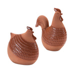 Melrose Terra Cotta Chicken Shelf Sitter with Glazed Accents (Set of 2)