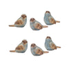 Melrose Rustic Blue Bird Figurine with Wood Grain Design (Set of 6)
