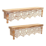 Melrose Ornamental Wall Shelf with White-Washed Wood (Set of 2)