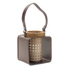 Melrose Metal Candle Holder with Wood and Leather Accents