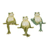 Green stone-look resin frogs for home or garden