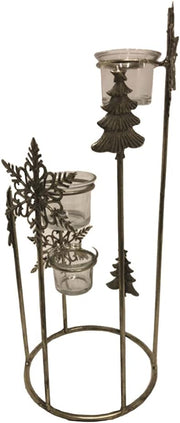 Melrose Metal Winter Triple Votive Holder 15.75