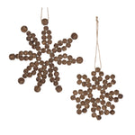 Melrose Wood Bead Snowflake Ornament (Set of 12)