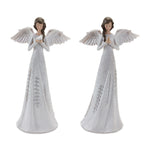 Melrose Angel Figurine with Silver Floral Accent (Set of 2)