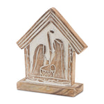 Melrose Wood Carved Nativity Barn (Set of 2)