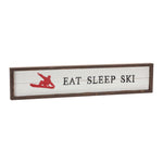 Wood Ski Wall Sign – 23" Long Winter Sports Holiday Message Decor by Melrose