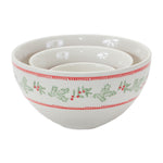 Melrose Stoneware Mistletoe Bowl (Set of 3)