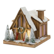 Vintage Ski Lodge Lighted Display 14.5