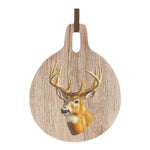 Deer Print Wood Kitchen Cutting Board Decor – 10" Tall Christmas Display by Melrose