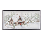 Winter Scene Framed Canvas Wall Art – Snow Cabin Decor – 13" Tall by Melrose