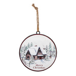 Melrose Woodland Winter Cabin Disc Ornament (Set of 12)