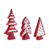 Set of three red and white Christmas tabletop trees