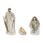 Holy Family Nativity Figurine Set of 3 – Champagne Glitter Resin Display 11.75" Tall by Melrose