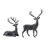 Melrose Brushed Stone Deer Statue (Set of 2)