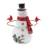 Melrose Snowman Figurine with Cardinal Bird Accents 9"H