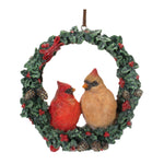 Melrose Cardinal Bird Couple Wreath Ornament (Set of 4)