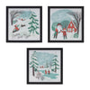 Set of three 10 inch winter framed prints