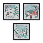 Snow-Themed Framed Decor Set of 3 – 10" Square Prints by Melrose