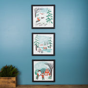 Snow-themed Christmas artwork trio