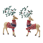 Melrose Mistletoe Antler Deer Figurine (Set of 2)