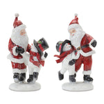 Melrose Skating Santa and Snowman Figurine (Set of 2)