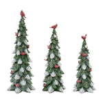 Christmas Tree and Cardinal Decor Set Resin Tabletop – 3 Pieces by Melrose