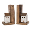 Melrose Wood House Bookend (Set of 2)