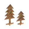 Set of two tall wooden Christmas trees in brown finish (27" and 39")