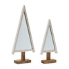 Wood and Glass Christmas Tabletop Trees Decor Set of 2 (19.5” & 25.5”)