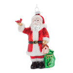 Melrose Glass Santa with Cardinal Bird Ornament (Set of 6)