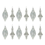 Christmas Glittered Silver Drop Glass Ornaments for Tree
