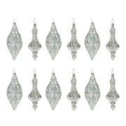 Christmas Glittered Silver Drop Glass Ornaments for Tree