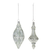 Christmas Assorted Size Silver Glass Drop Ornament Set