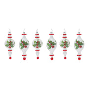 Christmas Holly Finial Drop Ornament Set of 6 – Glass Holiday Decor by Melrose