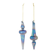 Irredescent Glass Finial Drop Ornament (Set of 12)