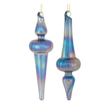 Irredescent Glass Finial Drop Ornament (Set of 12)